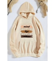 Mind Life Vibes Baskılı Oversize Sweatshirt (Bej)
