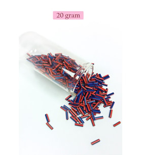 Uzun Boru Kesme Boncuk Çap 2mm Uzunluk 10 mm - 20 Gram - Turuncu Mavi - BNC238