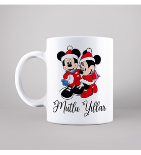 Mickey & Minnie Mouse & Yılbaşı & Mutlu Yıllar Tasarımlı Kupa