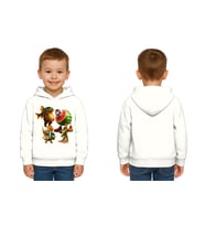 Unisex Brainrot Baskılı Çocuk Swaetshirt Kapüşonlu 3 İplik Şardonlu (Beyaz)