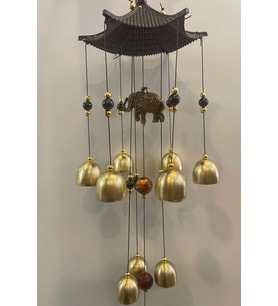 Deprem Zili Çanı Duvar Rüzgar Çanı Zili Feng Shui Ejderha Yılı Metal Borulu Fil Pagoda Objeli