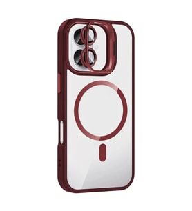 İphone 17 Remim Lensli Standlı Kapak - Bordo