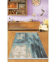 Mavi Spor Desen Dokuma Pamuk Taban Kaymaz Kilim KLM125