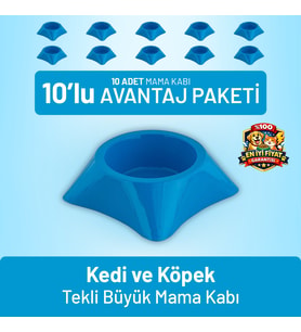 Kedi ve Köpek Tekli Büyük Mama Kabı - 10 Adet