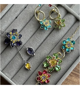 Idyllia Kolye Küpe Bileklik Silver Mor Set