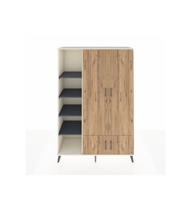 Hyperion Dolap 6 Raflı 4 Kapaklı Tek Askılı 132x44x195 Aytaşı-Çam/Antrasit