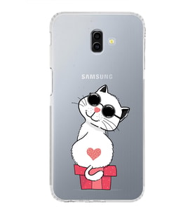 Samsung Galaxy J6 Plus Uyumlu Kamera Korumalı Kapak Coolcat Tasarımlı  Şeffaf  Kılıf