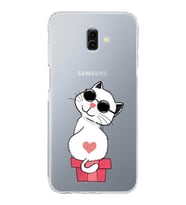Samsung Galaxy J6 Plus Uyumlu Kamera Korumalı Kapak Coolcat Tasarımlı  Şeffaf  Kılıf