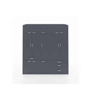 Kronos Dolap 8 Raflı 4 Çekmeceli 3 Askılı 220x59x243 Antrasit-Antrasit/Antrasit