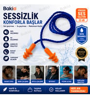 İpli Kulak Tıkacı Ses Gürültü Uyku Horlama Önleyici ve Duş,Banyo, Deniz, Havuz Yüzme Kullanımına Uygun Su Geçirmez