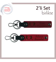 Mücadeleyi Temsil Eden Armağan, Sporcular Desenli, Kişiye Özel Anahtarlık, Bordo-Kırmızı