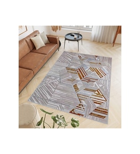 Rovigo Home Dijital Baskı Yıkanabilir Kaymaz Taban Salon Halısı RVG0567 (Kahverengi)
