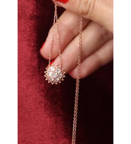 Yuvarlak Zirkon Taşlı Silver Beyaz 925 Ayar Zincir Gümüş Kolye (Rose)