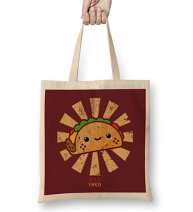Happy Taco Retro Japanese Bez Çanta Uzun Saplı