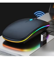 KABLOSUZ BLUETOOTH RGB LED'li SESSİZ MOUSE (FARE)  ŞARJ EDİLEBİLİR  ERGONOMİK TASARIM (B.Siyah)