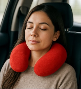Peluş U Tipi Boyun Yastığı Yumuşak ve Ergonomik Seyahat Konforu (Kırmızı)