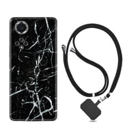 Huawei Nova Y70 Y90 Nova 9 SE  Kılıf Boyun Askılı Silikon Black Marble 3 1382