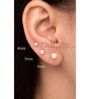 Gümüş İnci Küpe Üçlü Set 4 mm 5 mm 6 mm ( Küçük Boylar )
