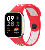 Xiaomi Redmi Watch 3 Spor Delikli Kordon (SAAT DEĞİLDİR) - Kırmızı-beyaz