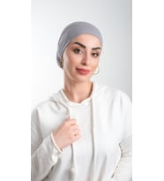 Gri Pratik Hazır Geçmeli Tesettür Bone Viskon Kumaş Sade 3003_15