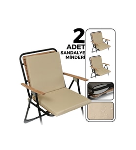 2’li Arkalıklı Sandalye Minderi Bağcıklı Fermuarlı Yıkanabilir 40x40 Bej