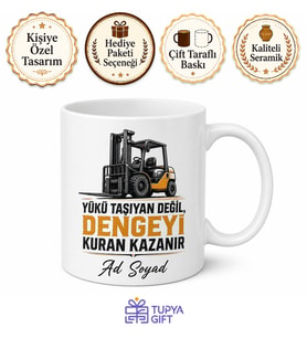 Forklift Operatörü Depo İçi Palet Taşıma Ustası İsim Yazılı Kupa Bardak Hediye