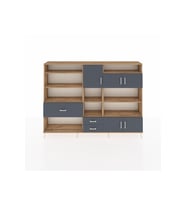 Arges Dolap 13 Raflı 3 Çekmeceli 5 Kapaklı 220x30x163 Çam-Antrasit