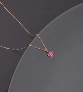 925 Ayar Gümüş Pembe Taşlı Martı Kolye