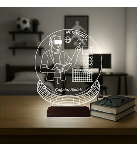 Luvivia Metaverse Bilgisayar Yazılımcı Kişiye Özel 3D Lamba - Masa Gece Lambası