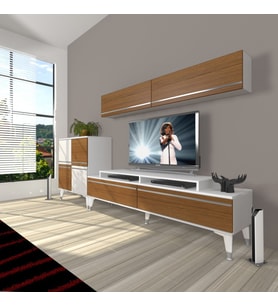 Decoraktiv Ekoflex 6Y Mdf Silver Tv Ünitesi Tv Sehpası - Beyaz Ceviz (Beyaz - Ceviz)