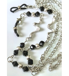 Siyah Çek Boncuklu Gözlük Zinciri – THINBLACK® (Gümüş-Siyah)