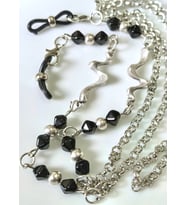 Siyah Çek Boncuklu Gözlük Zinciri – THINBLACK® (Gümüş-Siyah)