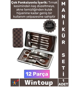 #ManikürSeti Deri Çantalı Paslanmaz Çelik Kişisel El Ayak Bakım Hijyenik Şık Manikür Seti 12 Parça