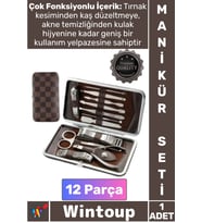 #ManikürSeti Deri Çantalı Paslanmaz Çelik Kişisel El Ayak Bakım Hijyenik Şık Manikür Seti 12 Parça