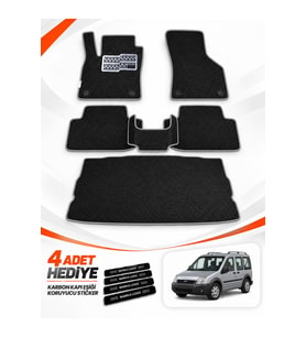 e-biz FORD TOURNEO-CONNECT (2002-2013) Uyumlu EVA Oto Paspas Bagaj Paspası Dahil Siyah-Gri