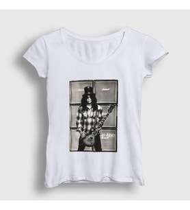 Presmono Kadın Beyaz Amps Guns N' Roses Slash T-Shirt 39806tt