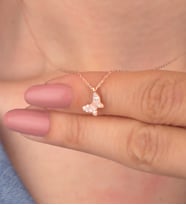 925 Ayar Gümüş Zirkon Taşlı Mini Kelebek Kolye