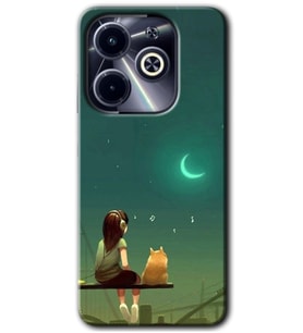 İnfinix Hot 40i Kılıf HD Desen Baskılı Kılıf - Kedili Kız