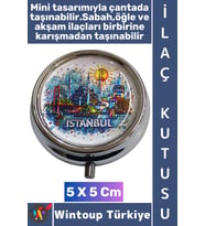 #Hediye Dekoratif Hediye 3 Bölmeli Vitamin Hap Tablet İstanbul Temalı İlaç Saklama Kutusu 5 X 5 Cm