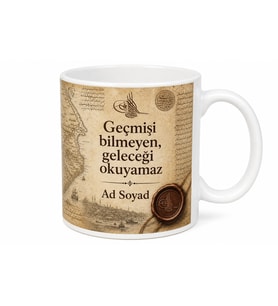 Tarihçiye Hediye İmparatorluk Çöküşü Eski Metinler Arşiv Belgeleri Baskılı Porselen Kupa Bardak