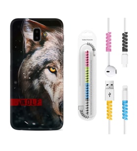 Samsung J6 Plus J7 Prime J7 Pro M20 Kılıf Kablo Koruma Spiral Silikon Wolf Eyes 1758
