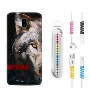 Samsung J6 Plus J7 Prime J7 Pro M20 Kılıf Kablo Koruma Spiral Silikon Wolf Eyes 1758