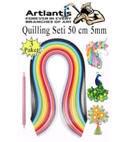 Quilling Seti 5 mm İnce 3 Paket Quling Kağıt Katlama Kıvırma Sanatı Telkari Kuiling Karışık Renkli  (Çok Renkli)