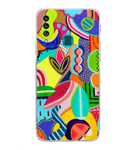 PrintiFy Samsung Galaxy A20S ile Uyumlu Retro Color 6  Kamera Korumalı Şeffaf  Kılıf