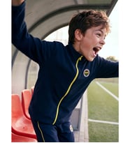 LCW Kids Lacivert Dik Yaka Fenerbahçe Nakışlı Erkek Çocuk Polar Hırka