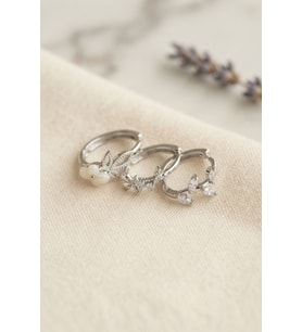 3 lü Set Çiçek Model Gümüş Renk Kadın Küpe TJ-BKP11959