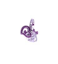 Taşlı Şeytan Kalp Charm  925 Ayar Gümüş