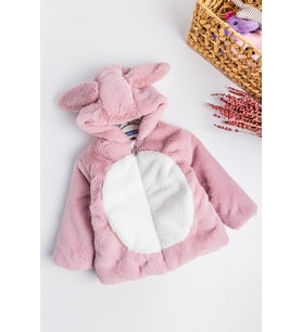 Tavşan Kulaklı Welsoft Peluş Kız Çocuk Mont (Pembe)