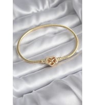 pilelistore Pirinç Gold Renk Zirkon Taşlı Kalp Sonsuzluk Model Charm Kadın Bileklik - TJ-BB5797