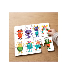 Monsters - Sevimli Canavarlar Tasarımlı 24 Parça Ahşap Çocuk Puzzle MPK0747